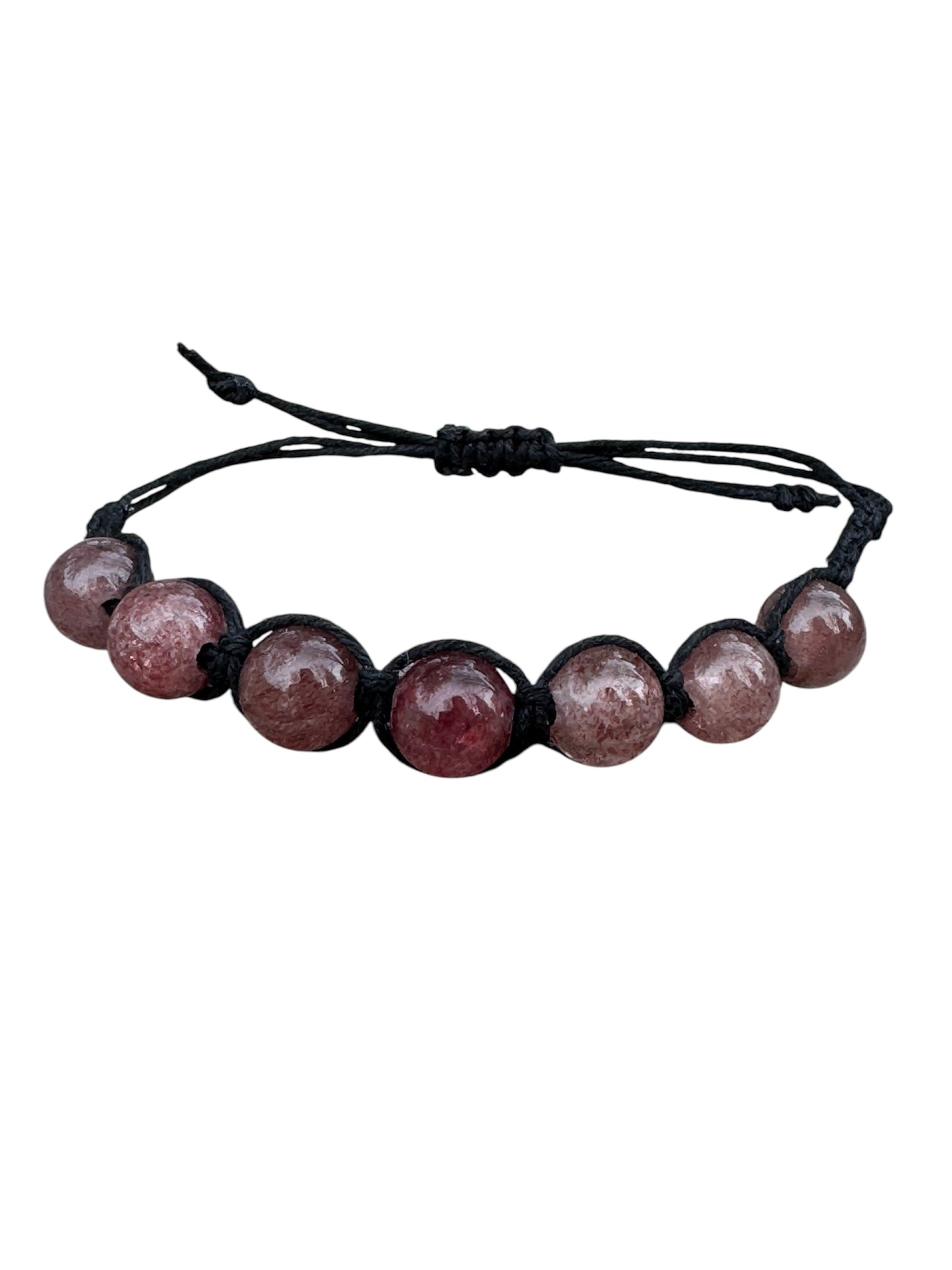 Hemp Strawberry Quartz Macramé Bracelet