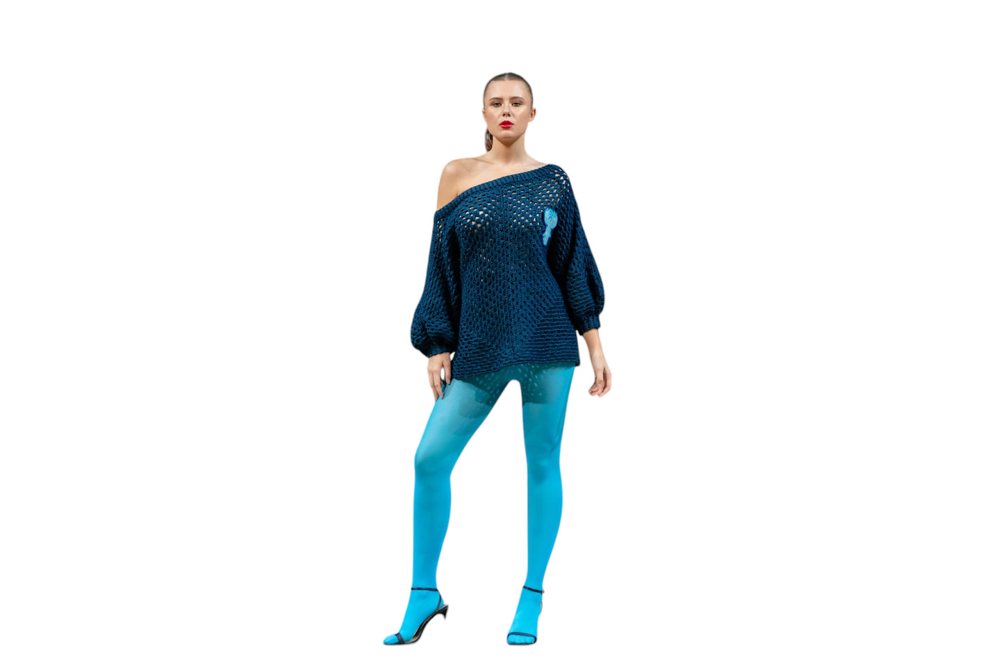 Blue Phoenix Rising Crochet Sweater