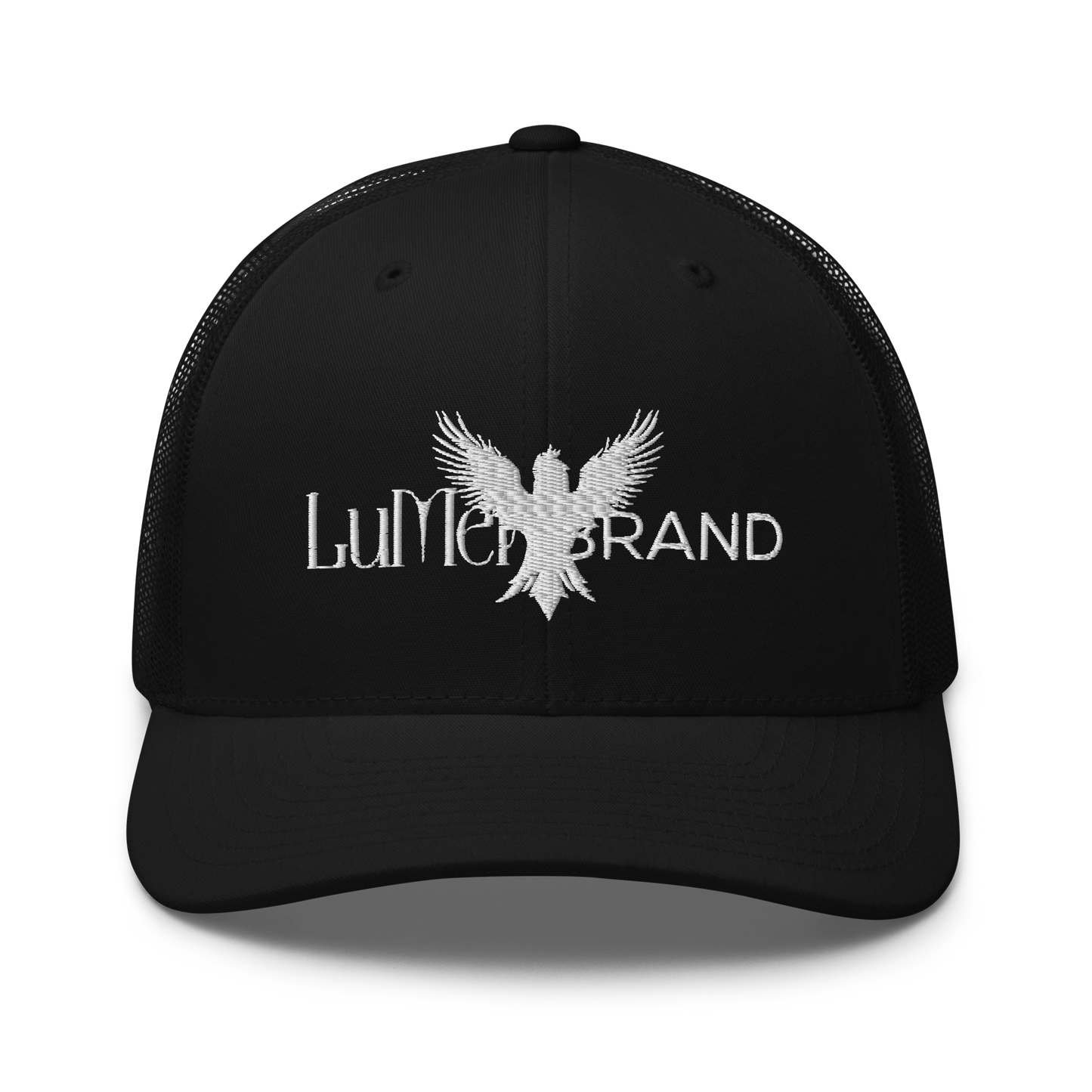 Black Retro Trucker Hat – LuMen Brand Logo