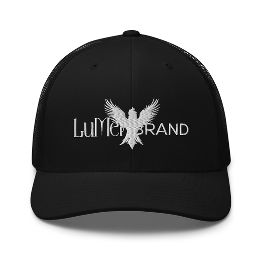 Black Retro Trucker Hat – LuMen Brand Logo