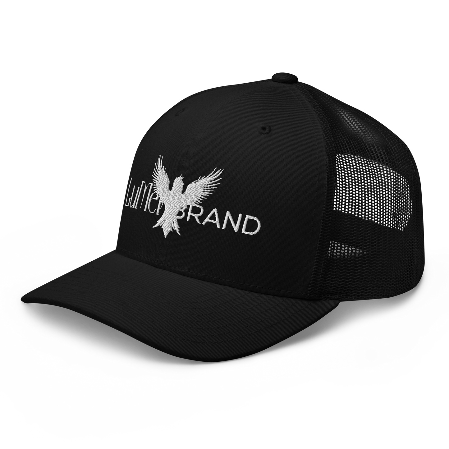 Black Retro Trucker Hat – LuMen Brand Logo