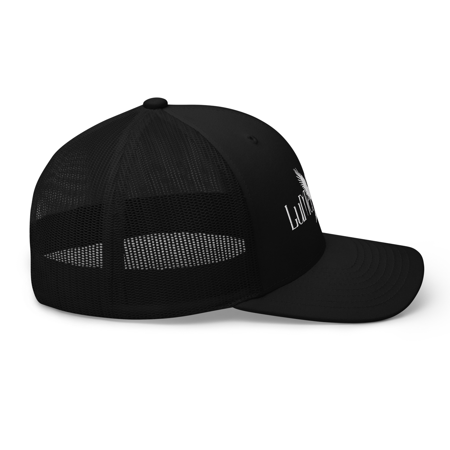 Black Retro Trucker Hat – LuMen Brand Logo