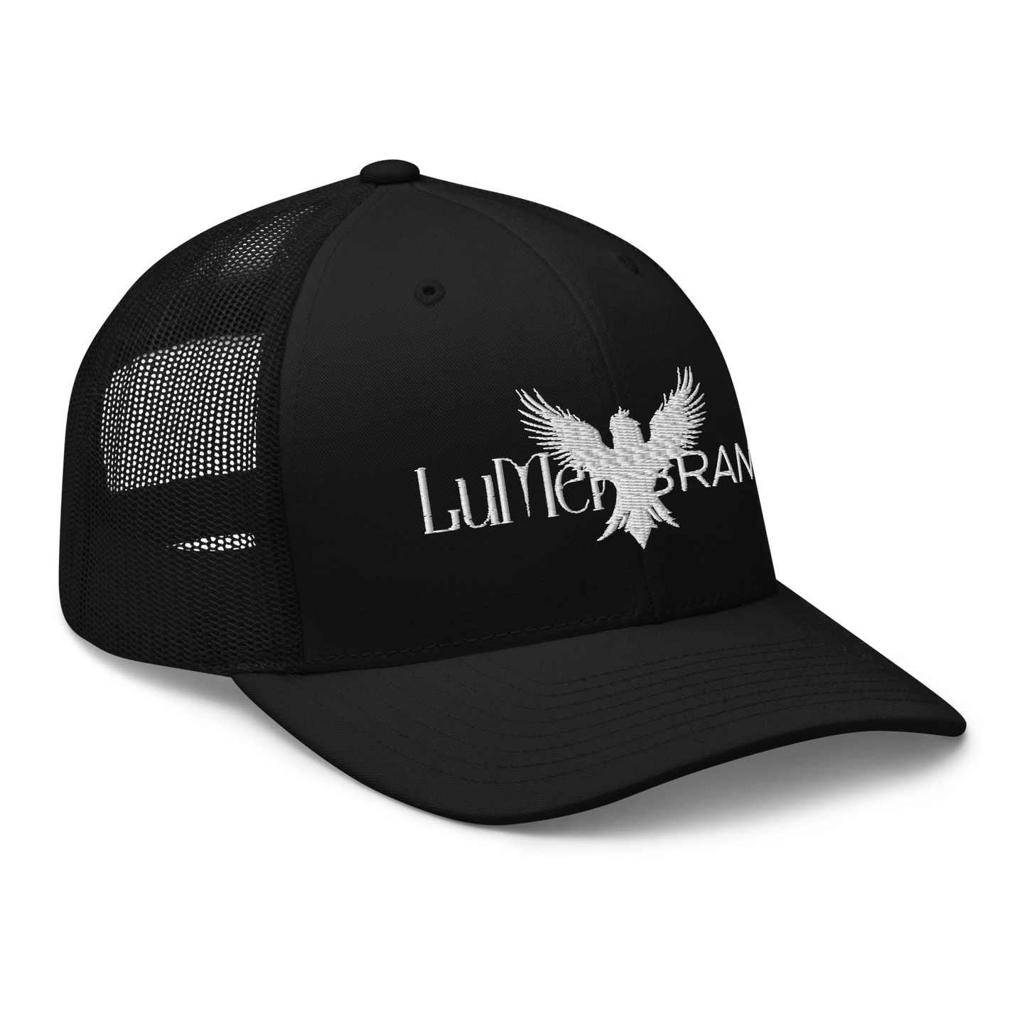 Black Retro Trucker Hat – LuMen Brand Logo