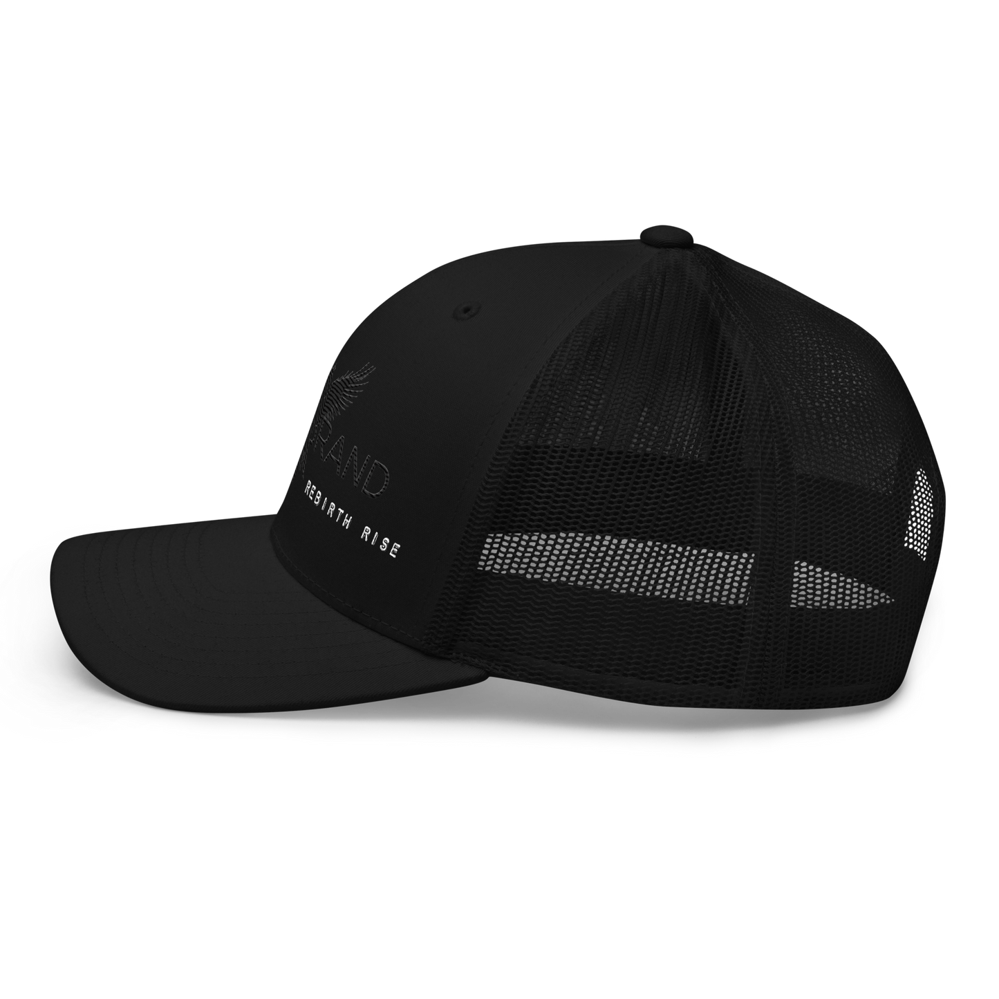 Black Trucker Hat – LuMen Logo + Rebirth Rise