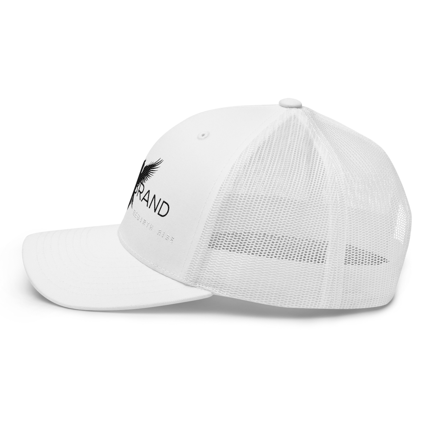 White Trucker Hat – LuMen Logo + Rebirth Rise