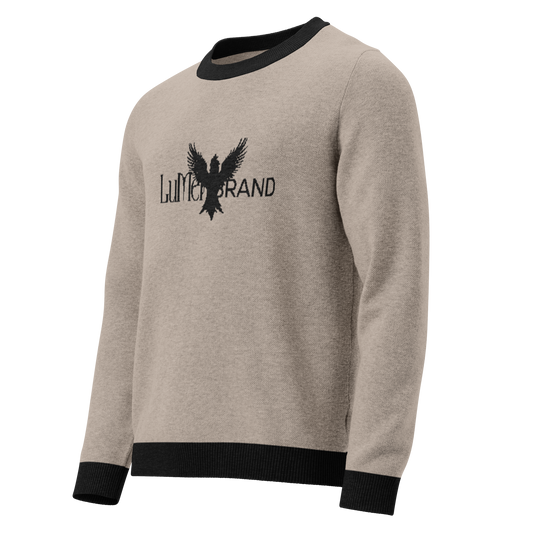 Classic Fit Knitted Crew Neck Sweater – LuMen Brand Logo + Phoenix Design